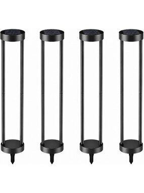 24-Inch Tall Metal Solar Pathway Lights - Outdoor Garden Decor, 4-Pack